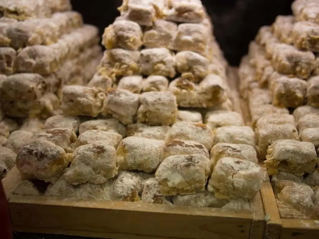 pair Trays of almond sweets at the pasticceria